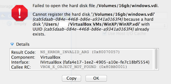 virtualbox cannot register the hard drive