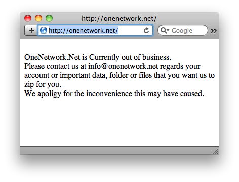 onenetwork is now out of business