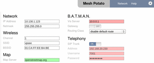 mesh potato web gui management