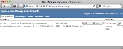 opennebula management console