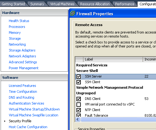 vmware esxi 5.0 enable ssh client